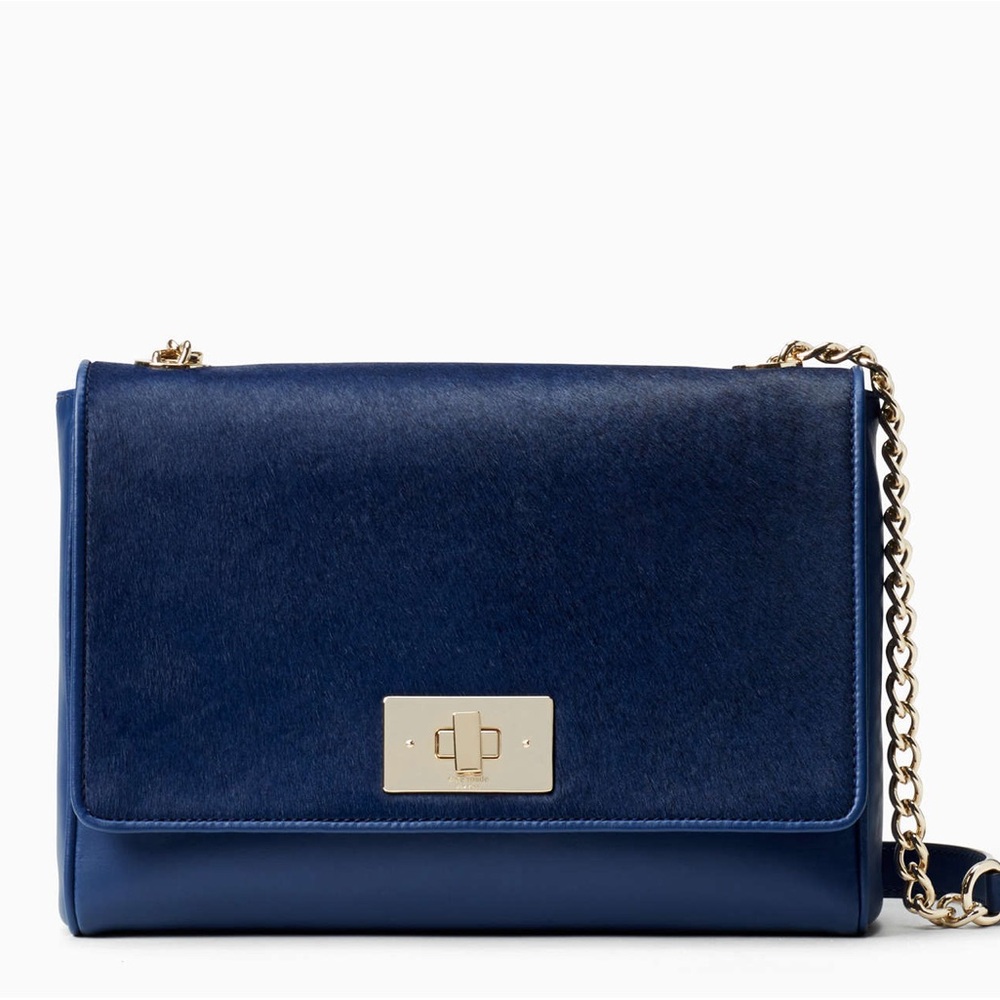 ✨Kate Spade✨ Calf Hair Shoulder Bag - Navy Blue - Dust Bag Included - Authentic